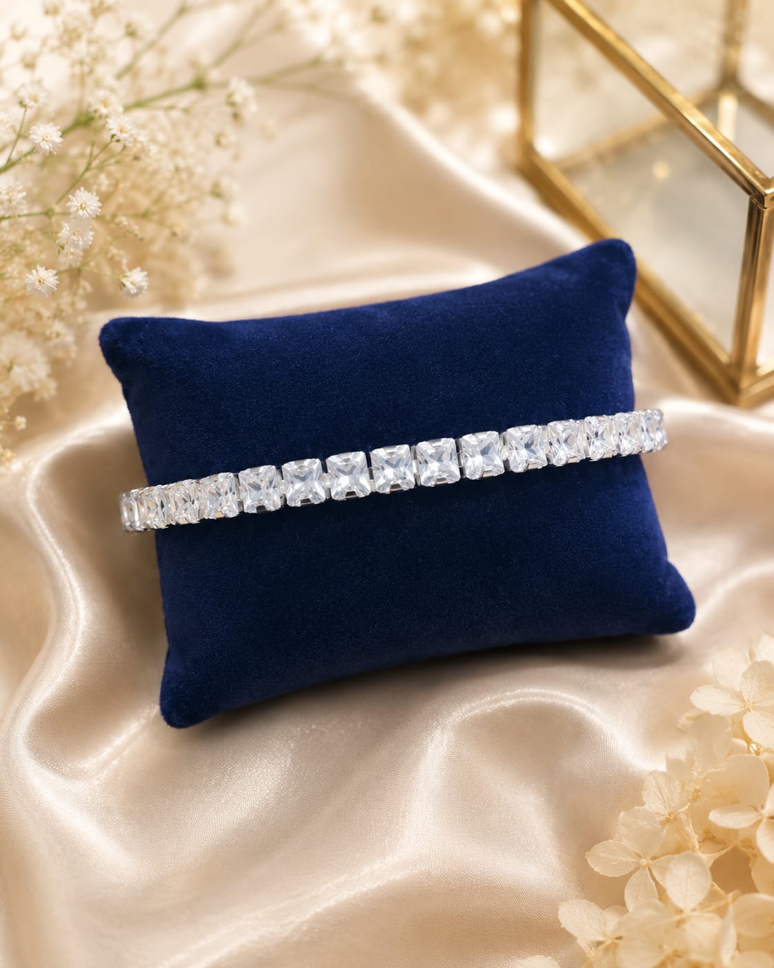 Radiant Radiance: Emerald-Cut Cubic Zirconia Tennis Bracelet
