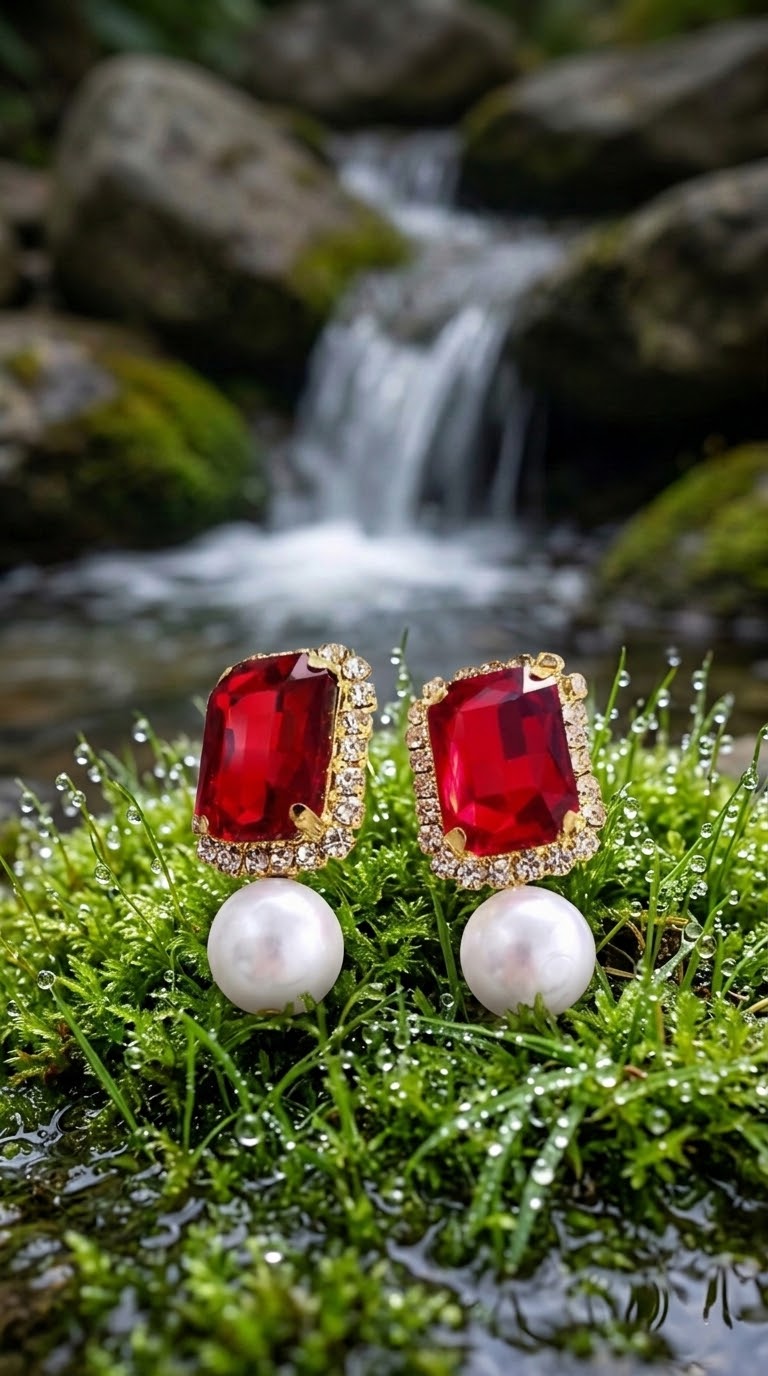 Ruby Pearl Drop Earrings | Timeless Elegance for Every Occasion